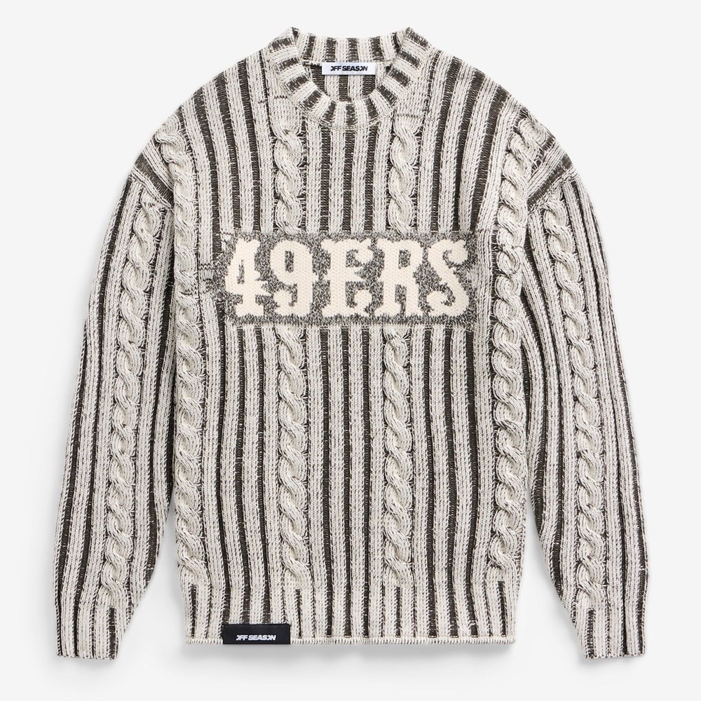 San Francisco 49ers x Off Season Men's Large NFL Cable Knit Sweater Wool Blend